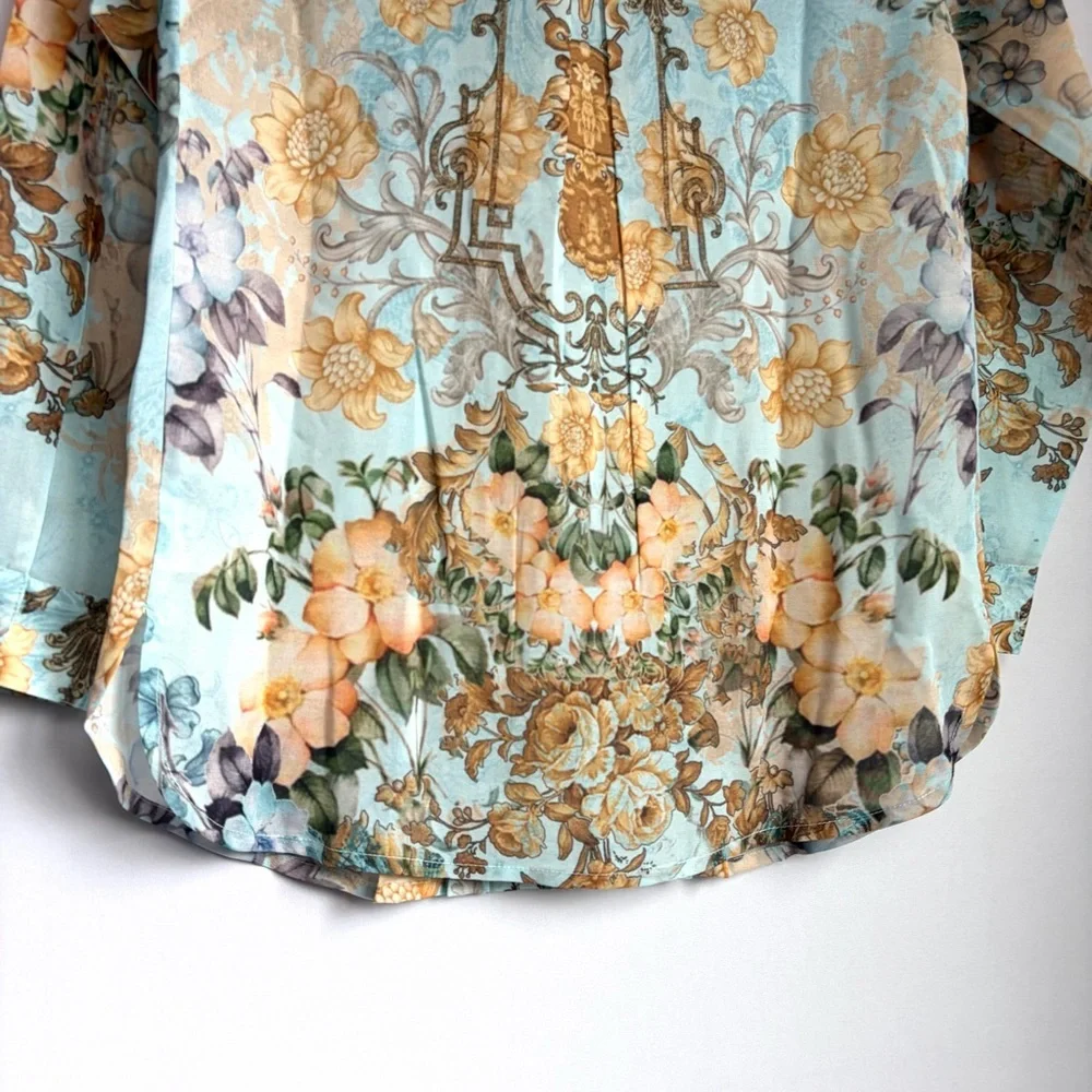 Soft Surroundings Floral Baroque Button Up Shirt Women Sz XS Cottage NWOT READ - Picture 16 of 16